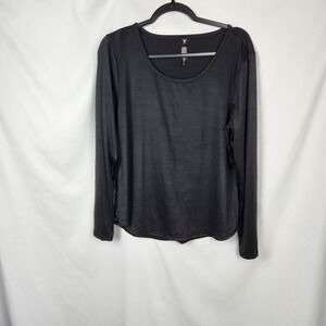 90 Degree Reflex Womens Sz XL Athletic Shirt Black Round Neck Long Sleeve Top